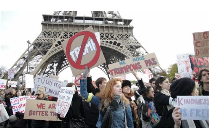تظاهرات صدها تن بر ضد ترامپ در پاریس