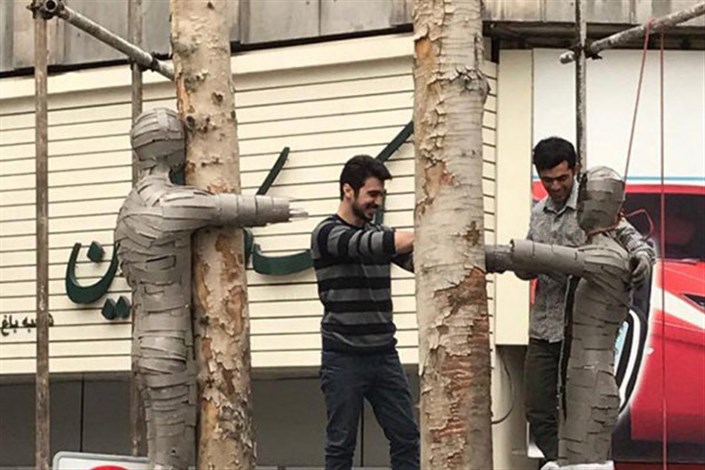 درختان خشکیده خیابان ولیعصر به اثر هنری تبدیل می شوند