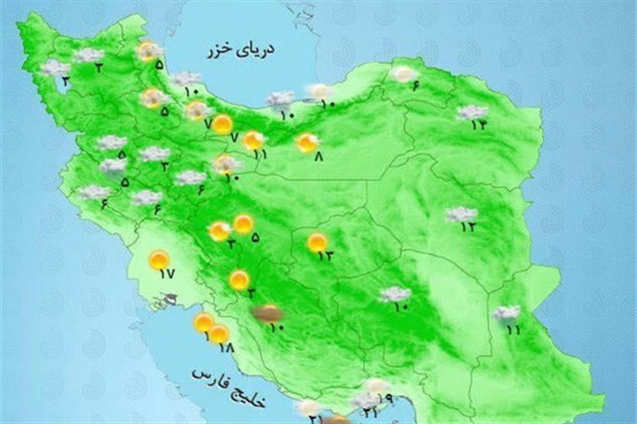 در این نقشه وضعیت آب و هوای شهرهای ایران را ببینید