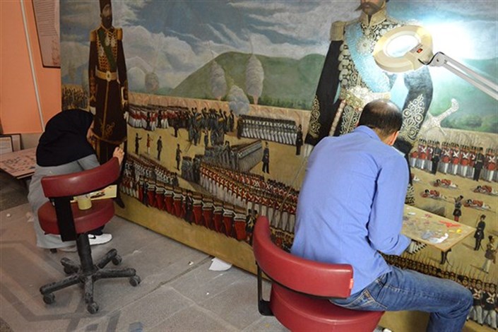 تابلوی «میدان مشق» در کتابخانه و موزه ملی ملک به نمایش درمی‌آید