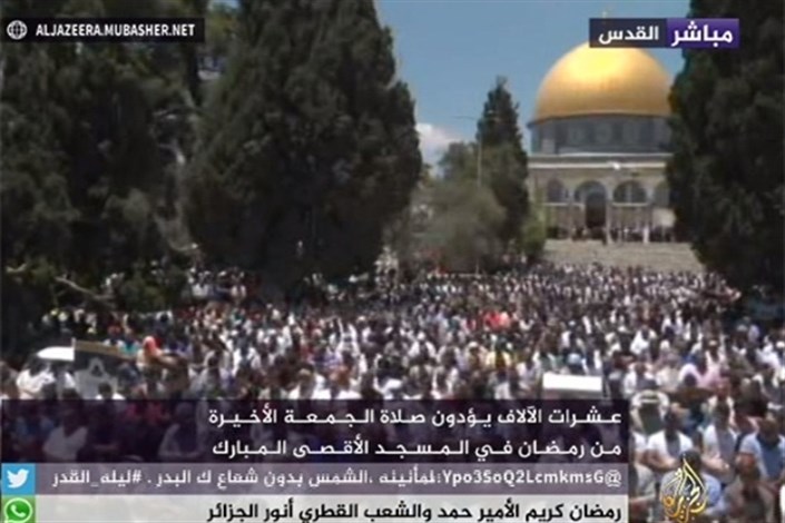 نماز جمعه 150 هزار فلسطینی در مسجدالاقصی همزمان با روز قدس