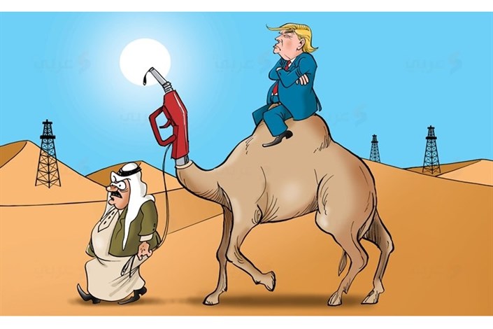 سواری گرفتن  ترامپ از شتر نفتی عربستان 
