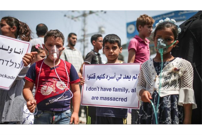 تجمع اعتراضی کودکان فلسطینی در گذرگاه بیت حانون